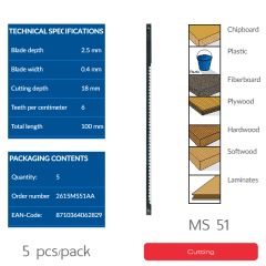 ใบตัดตรงไม้ พลาสติก MS51 CN Dremel